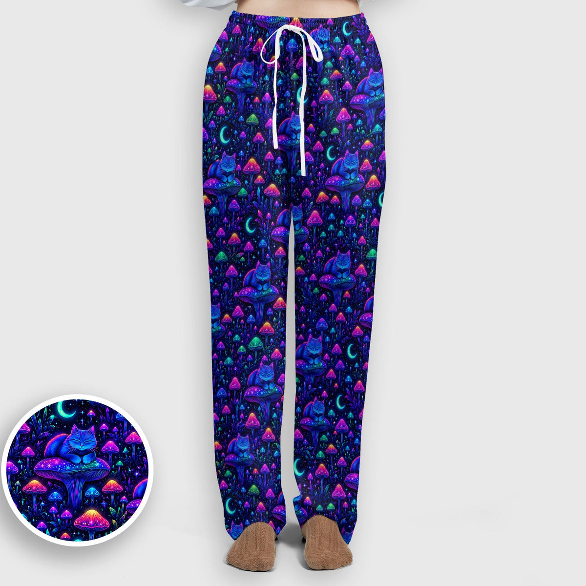 Neon Mushroom Cat Galaxy Nurse Scrub Set