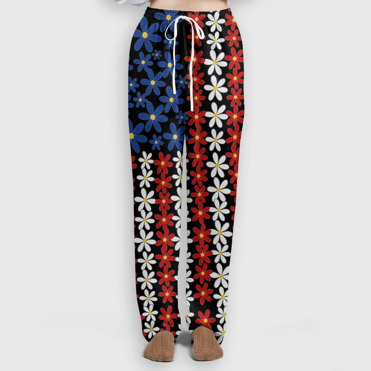 Retro Red Blue Daisy Nurse Scrub Set