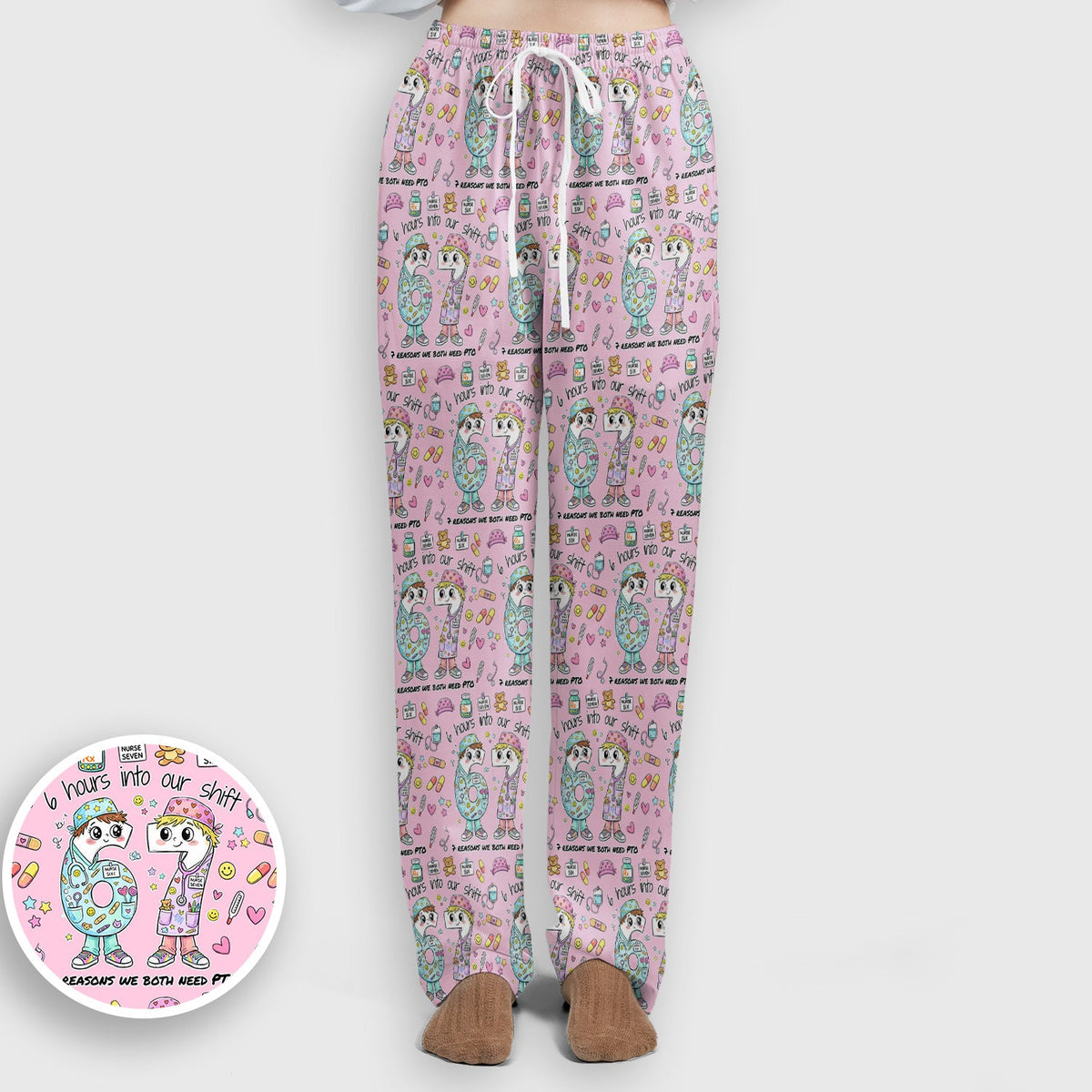 Six Hours Into Shift Beige Nurse Scrub Set