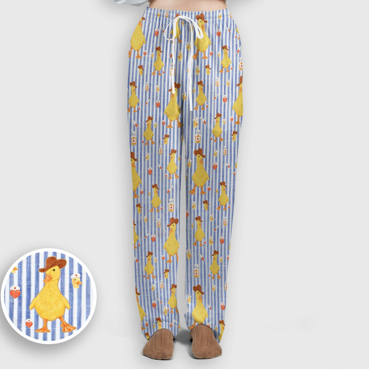 Cowboy Ducktor Vertical Stripe Nurse Scrub Set