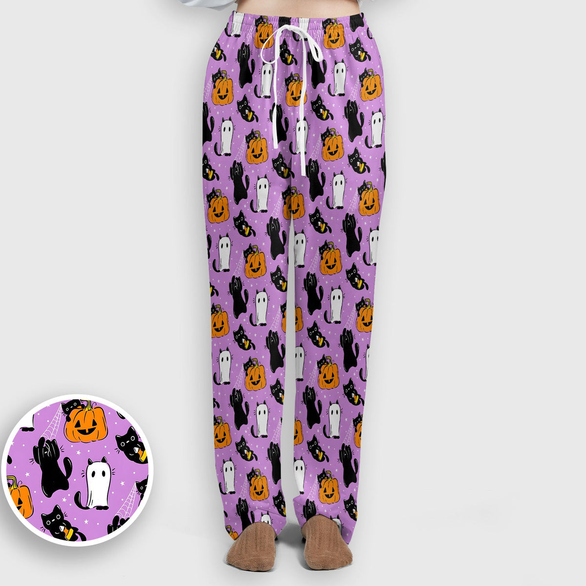 Purple Halloween Black Cat Nurse Scrub Set