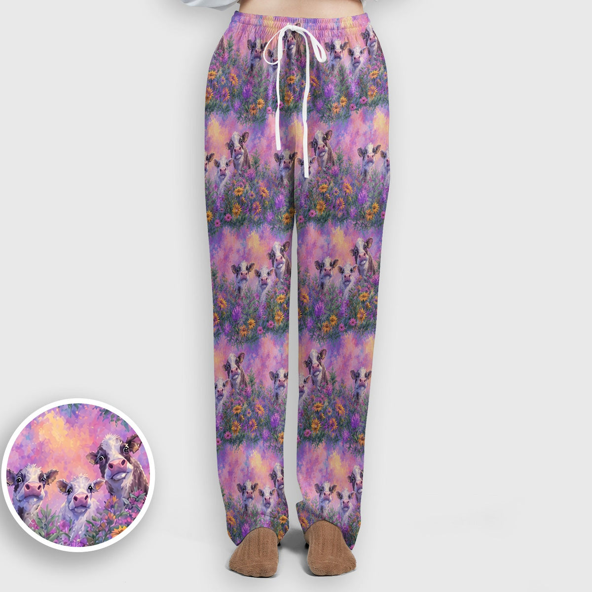 Pastel Cow Meadow Flower Nurse Scrub Set