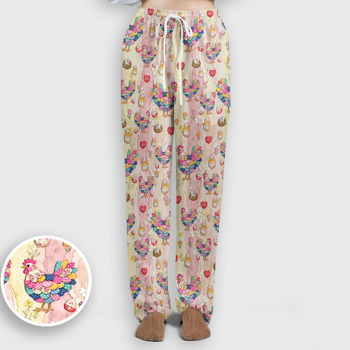Colorful Chicken Easter Eggs Heart Nurse Scrub Set