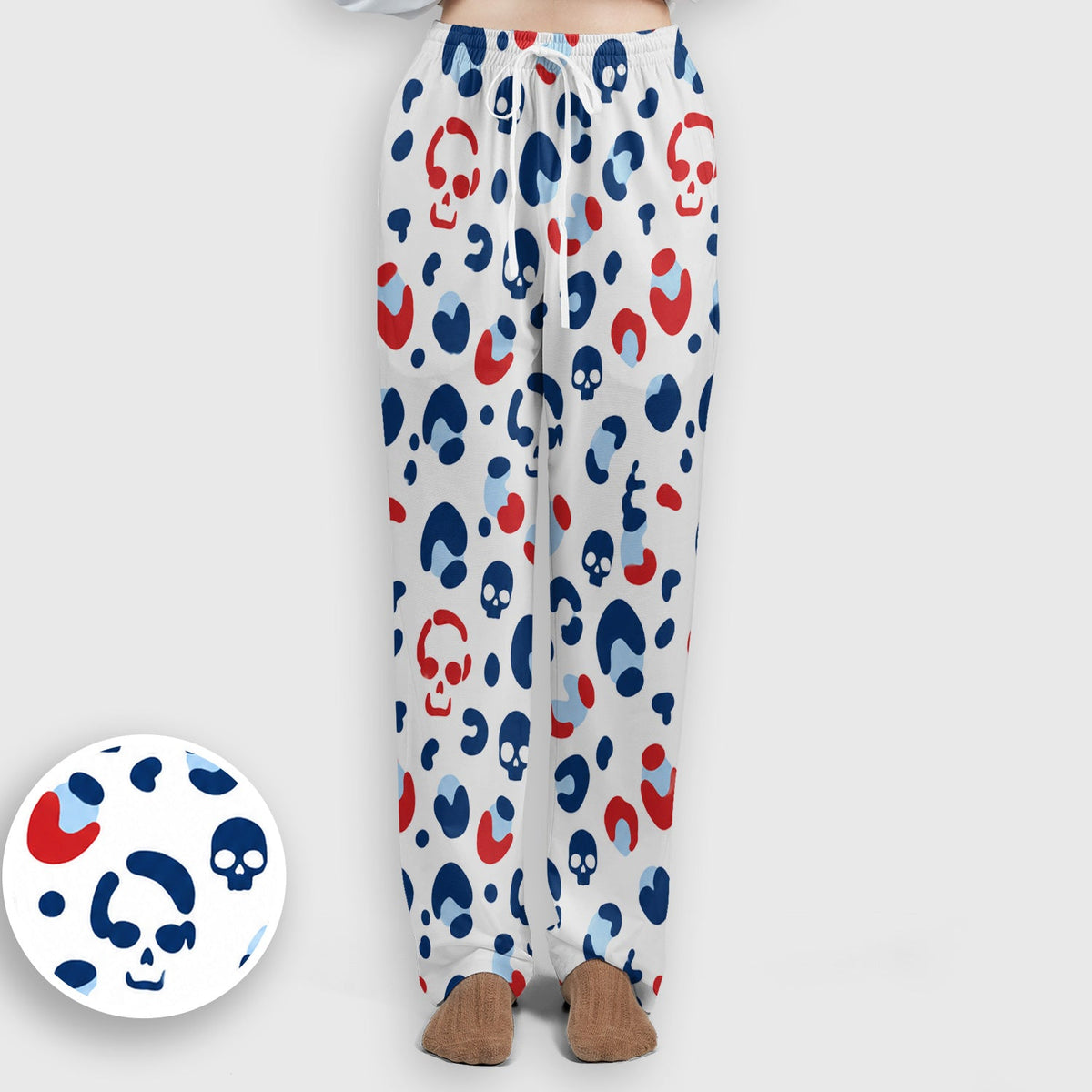 Red Blue Skull Leopard Nurse Scrub Set