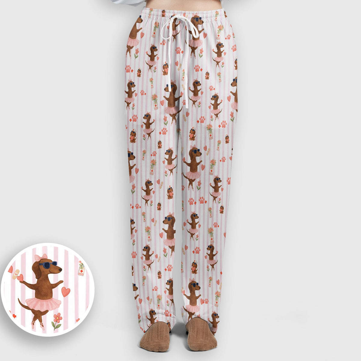 Dachshund Ballet Tutu Hearts Nurse Scrub Set