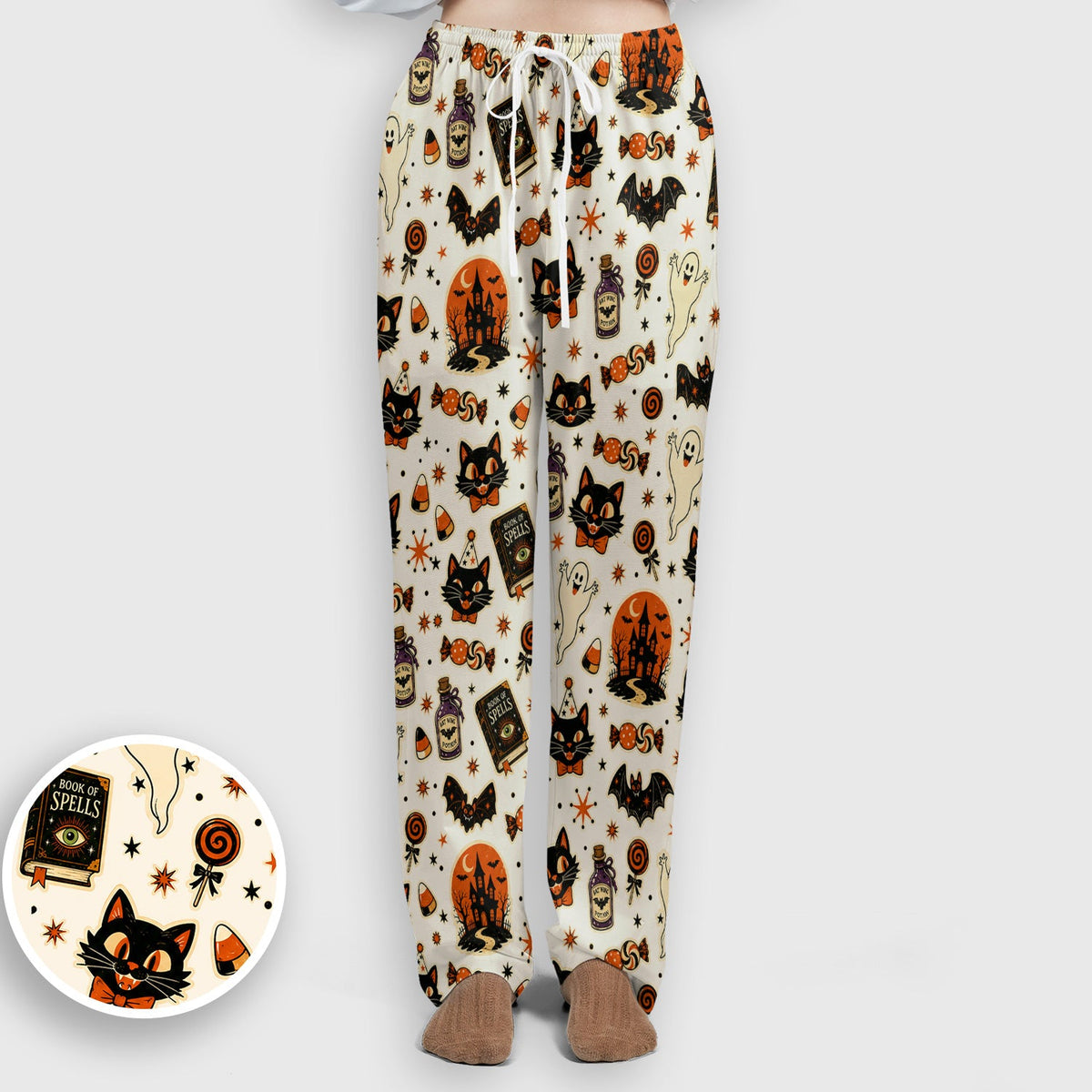 Black Cat Ghost Candy Nurse Scrub Set - Halloween Gift