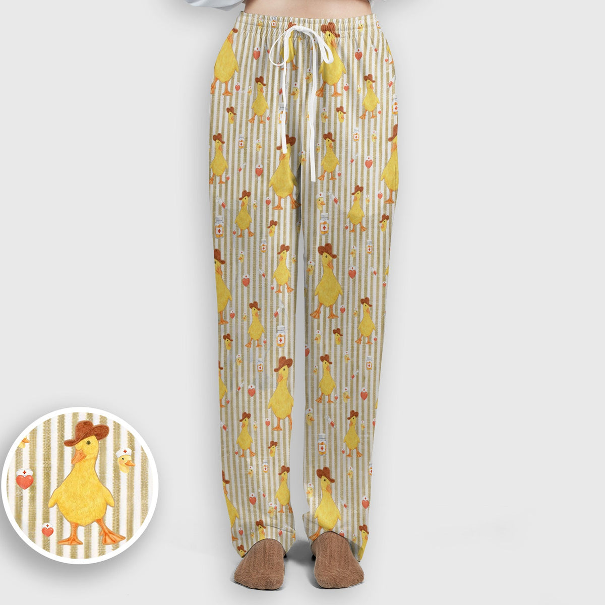 Cowboy Ducktor Vertical Stripe Nurse Scrub Set