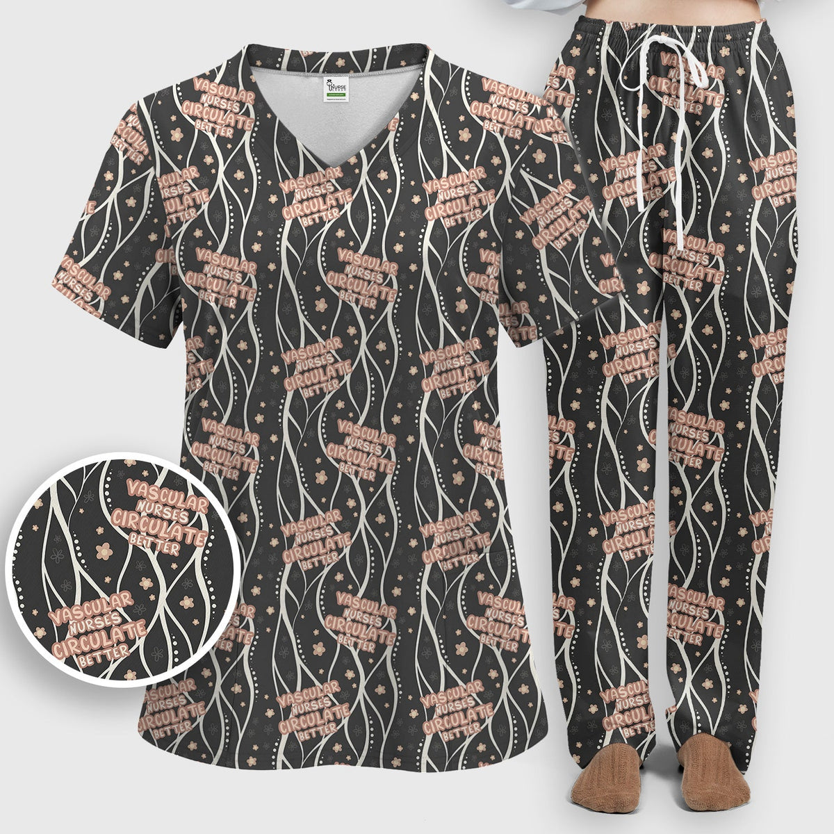 Vascular Nurse Circulation Awareness Scrub Set