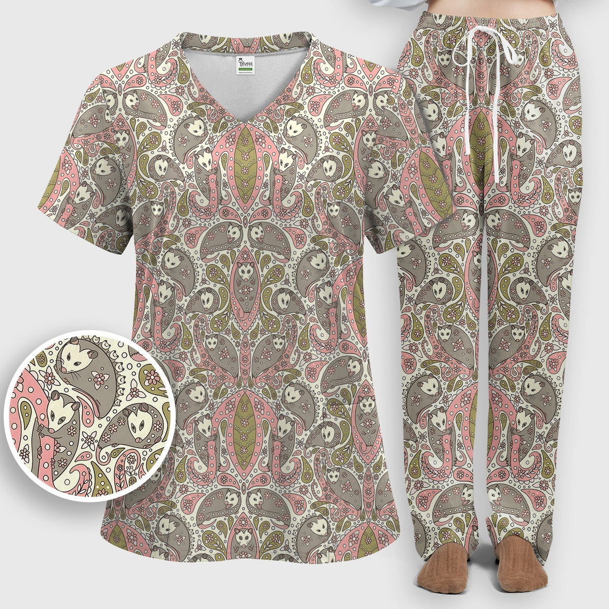 Opossum Paisley Nurse Scrub Set