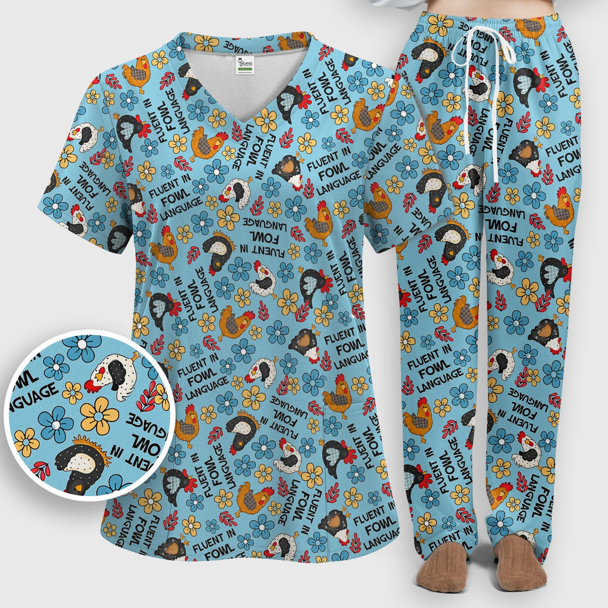 Fluent In Fowl Language Nurse Scrub Set