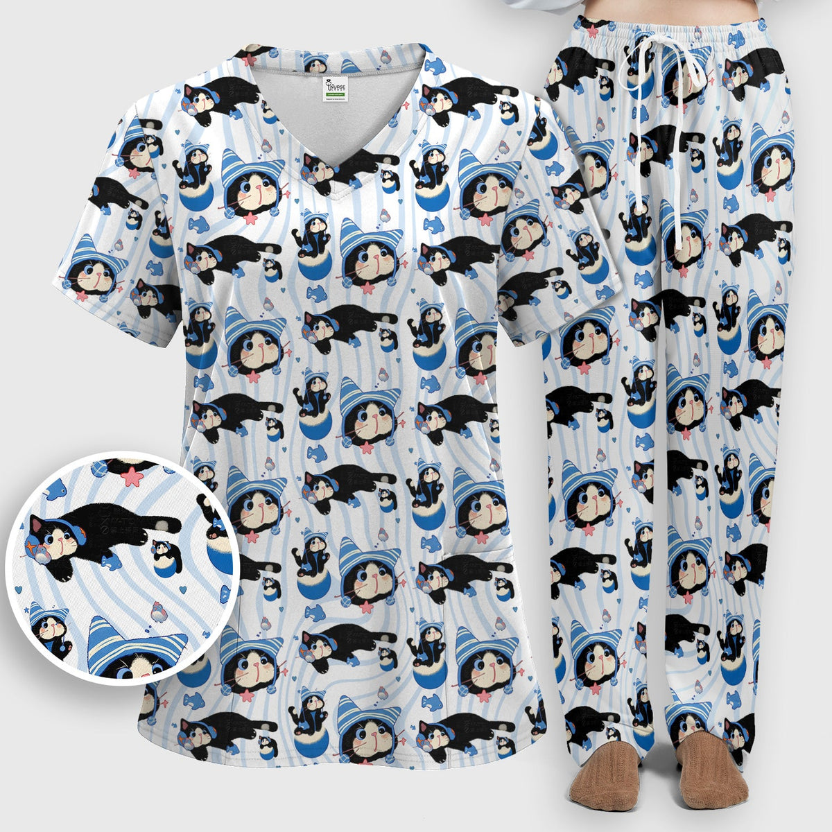 Kitten Fish Nurse Scrub Set