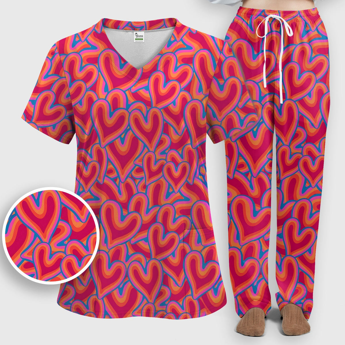 Valentine Heart Nurse Scrub Set