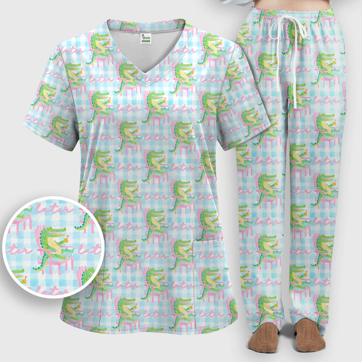 Lazy Crocodile Later Nurse Scrub Set