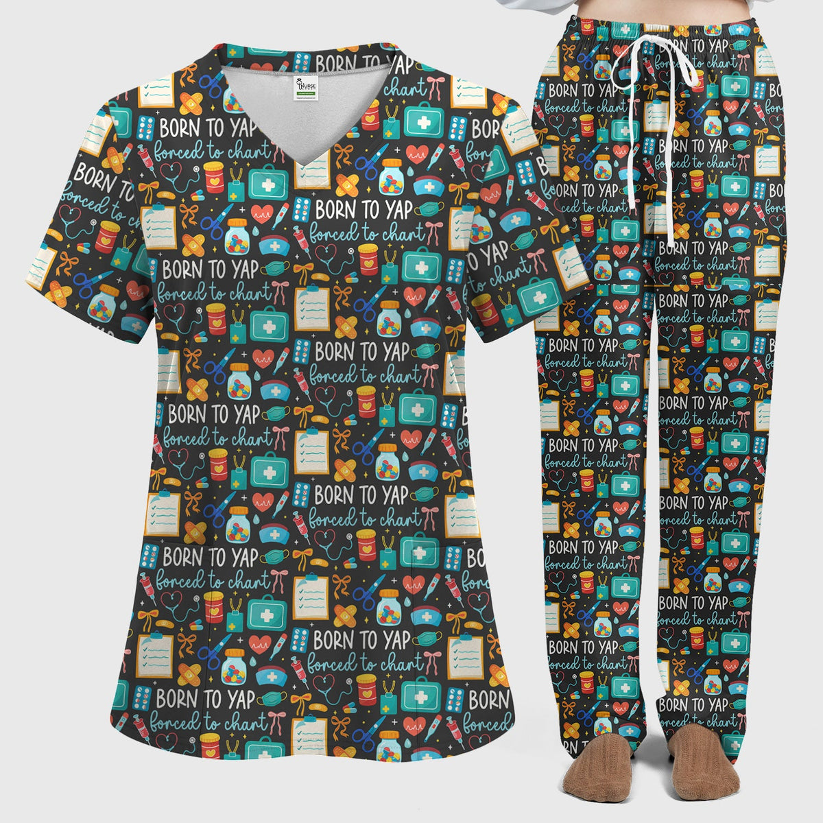 Born To Yap Medical Tools Nurse Scrub Set