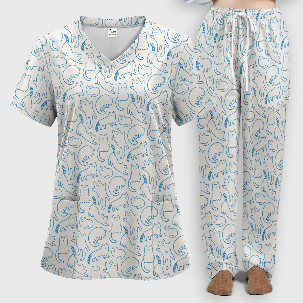 Artistic Cat Nurse Scrub Set