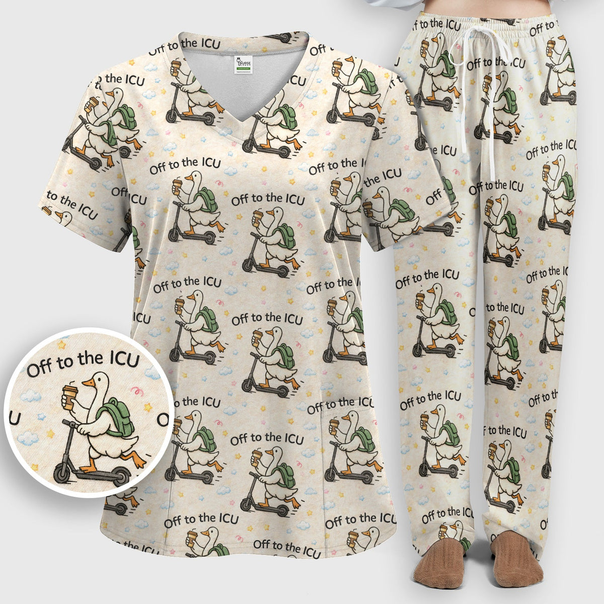 Goose Off To ICU Nurse Scrub Set