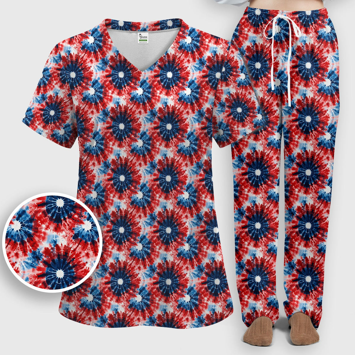 Nurse Tie Dye Firework Burst Scrub Set