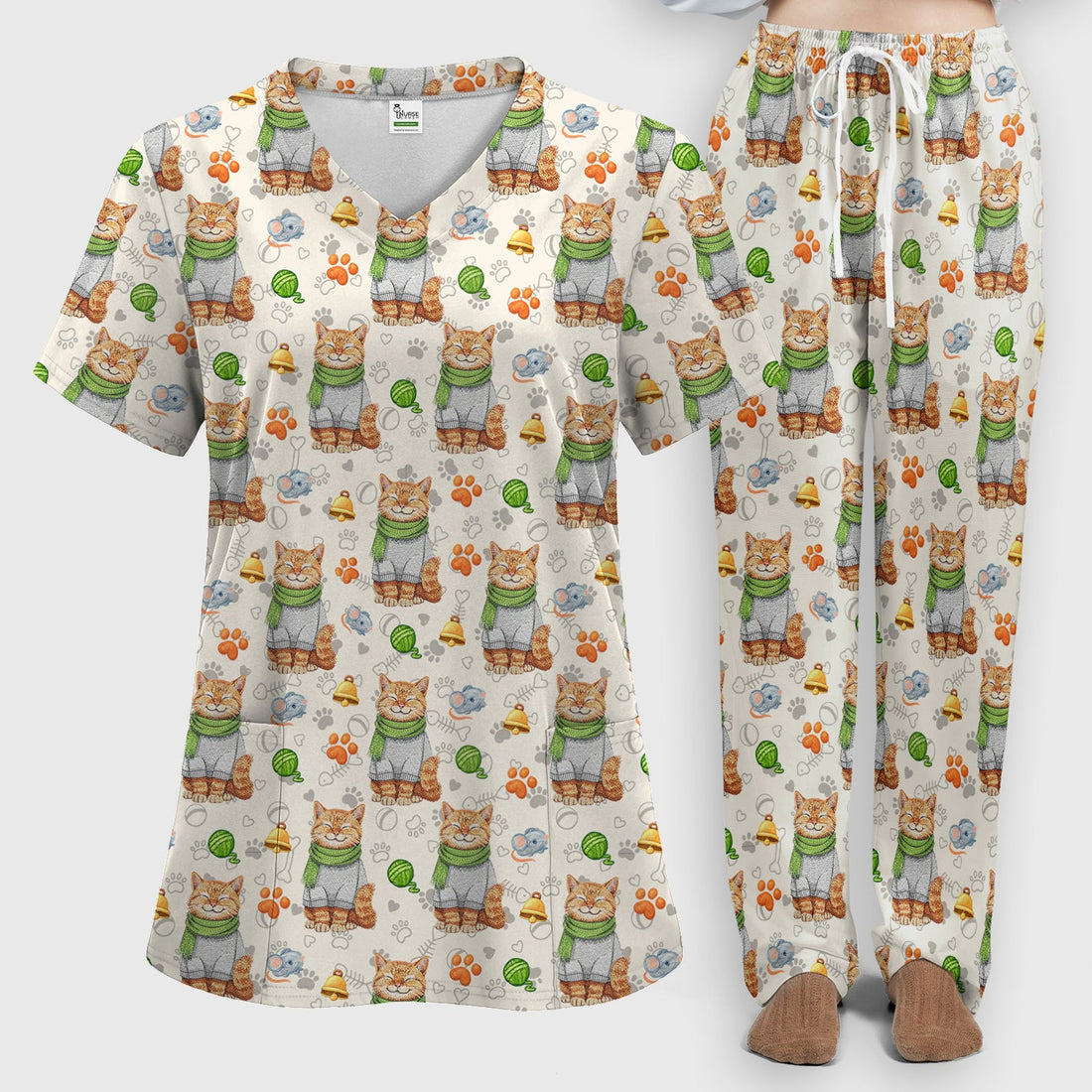 Adorable Cat Lover Nurse Scrub Set