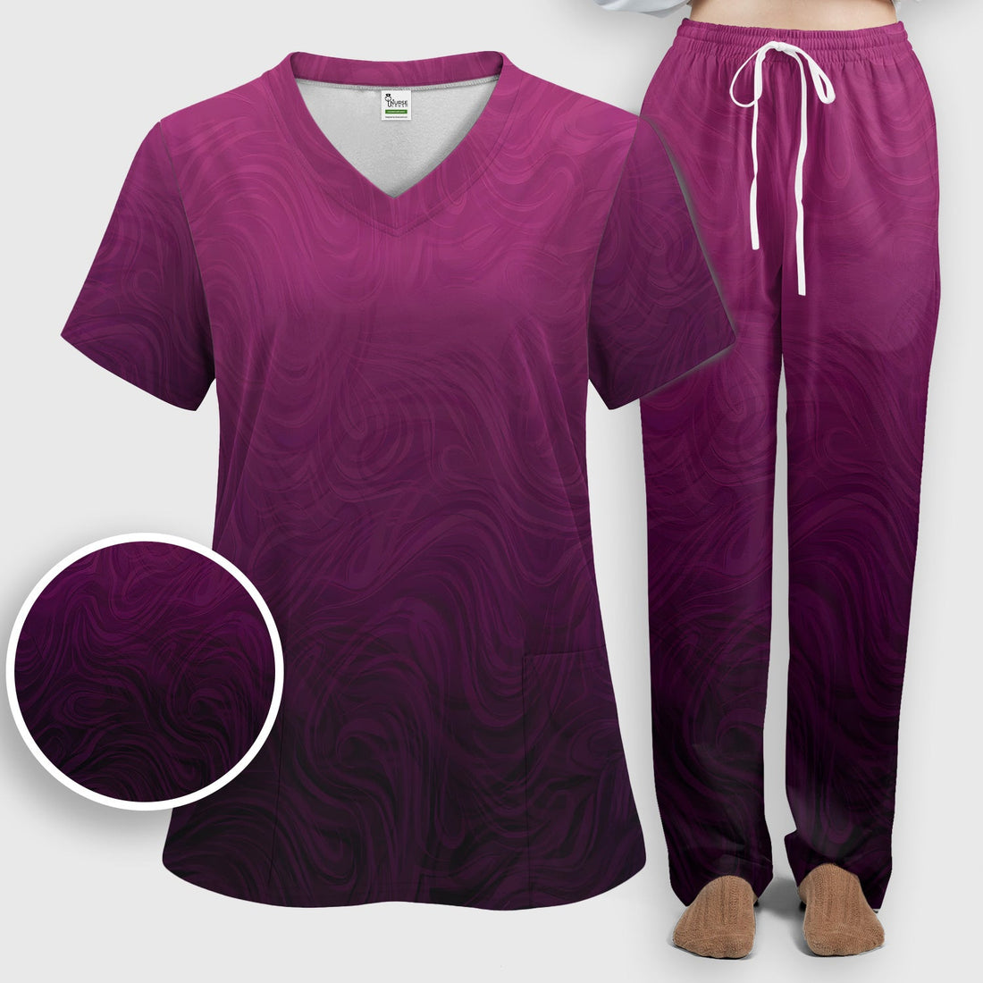 Abstract Swirl Ombre Nurse Scrub Set