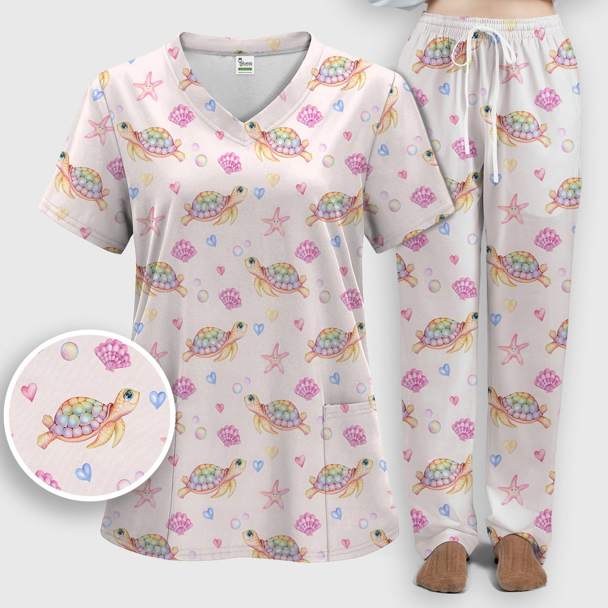 Sea Turtle Ocean Nurse Scrub Set