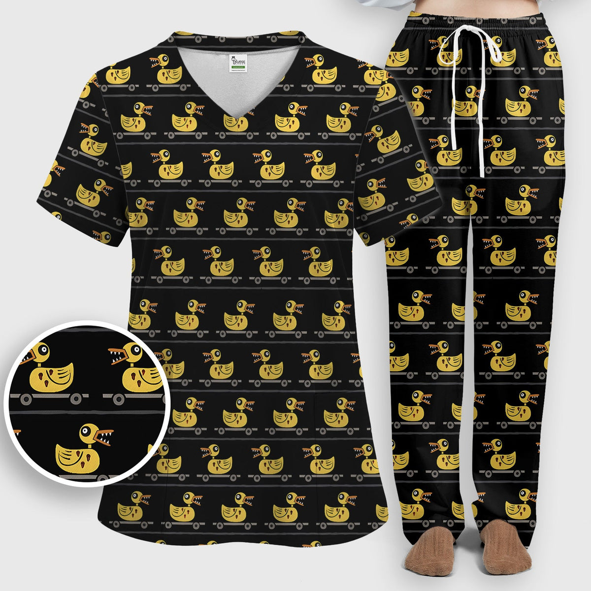 Spooky Rubber Duck Nurse Scrub Set