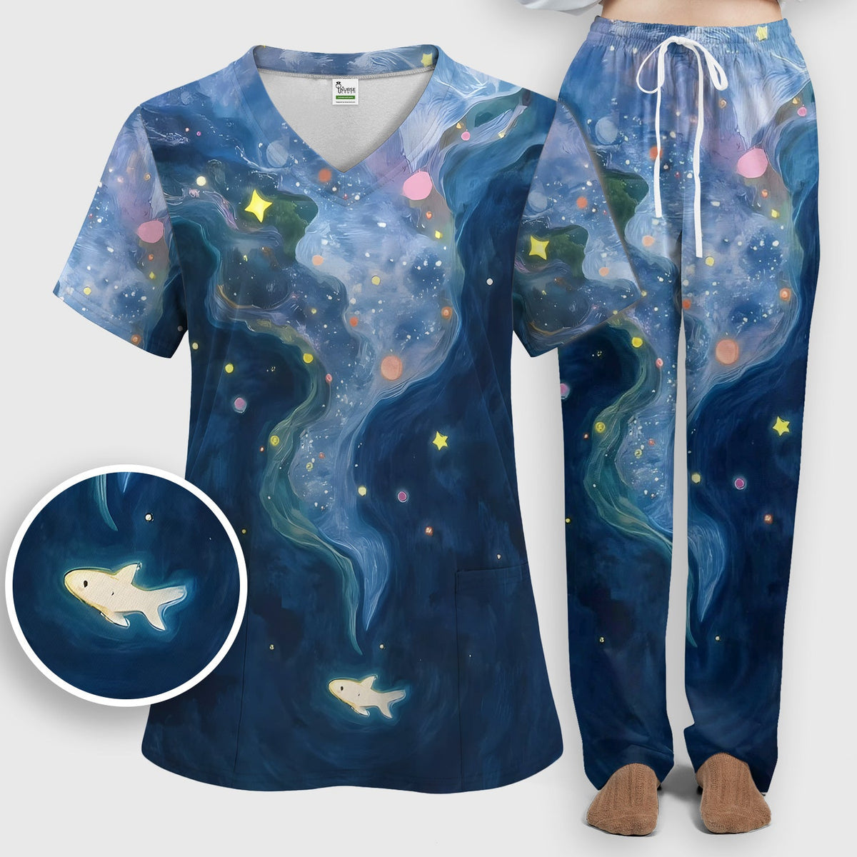 Marine Life Shark Nurse Scrub Set