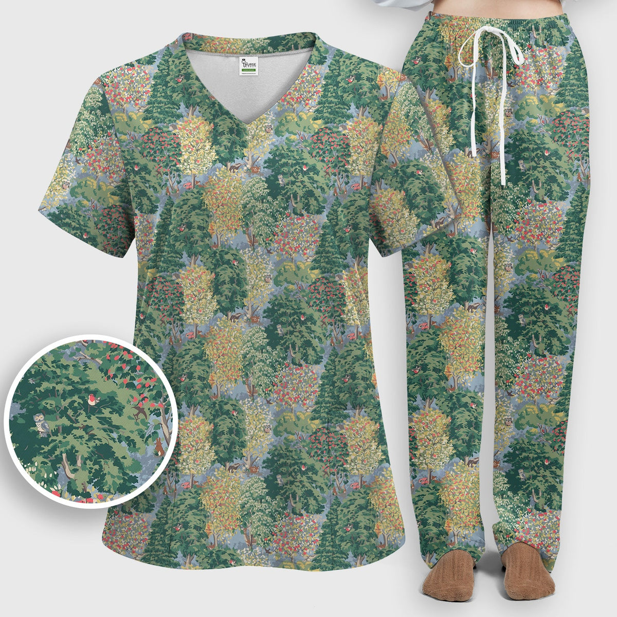 Forest Landscape Nurse Scrub Set