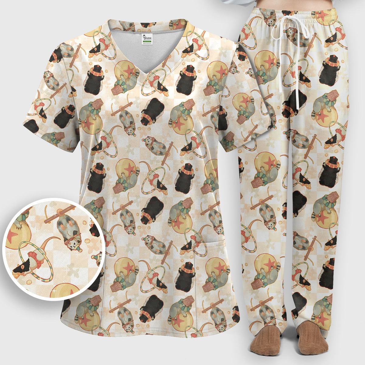 Circus Mouse Acrobat Nurse Scrub Set
