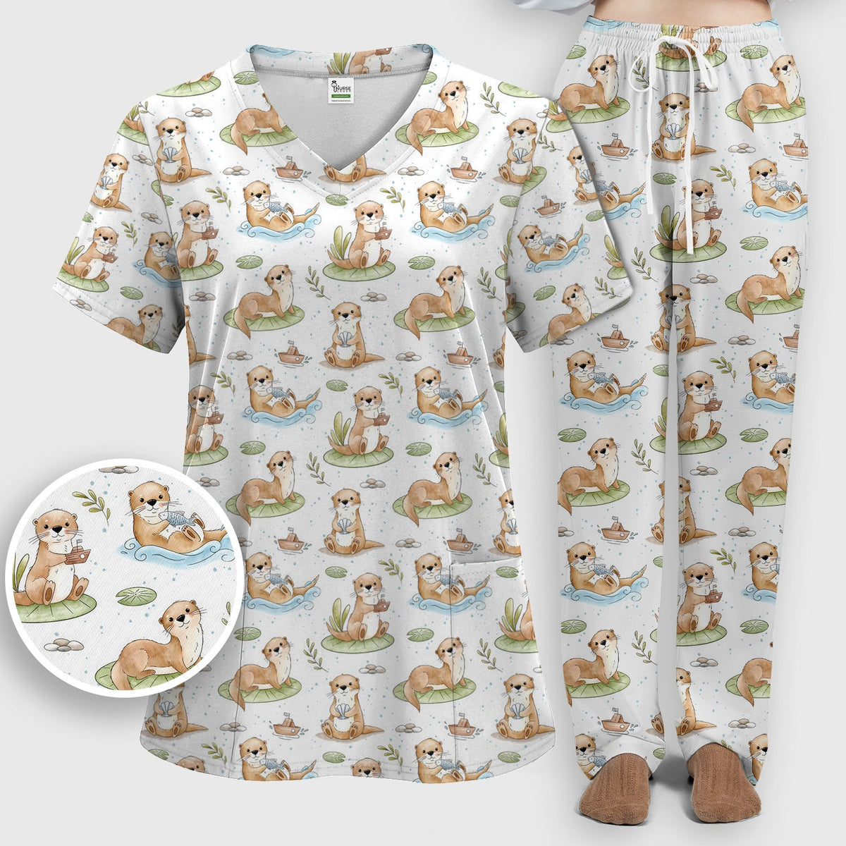 Otter Lily Pad Nurse Scrub Set