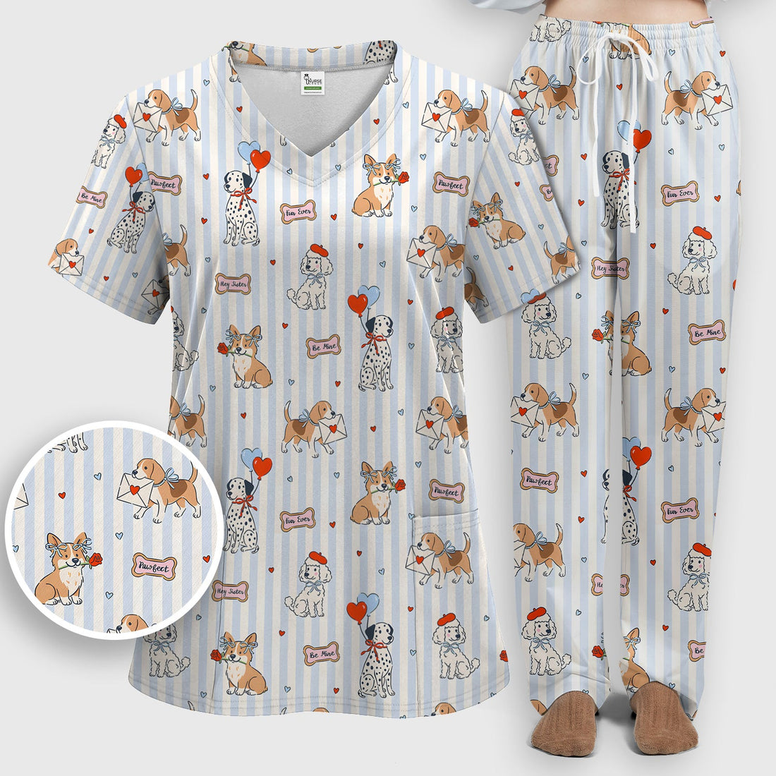 Valentine Puppy Heart Nurse Scrub Set
