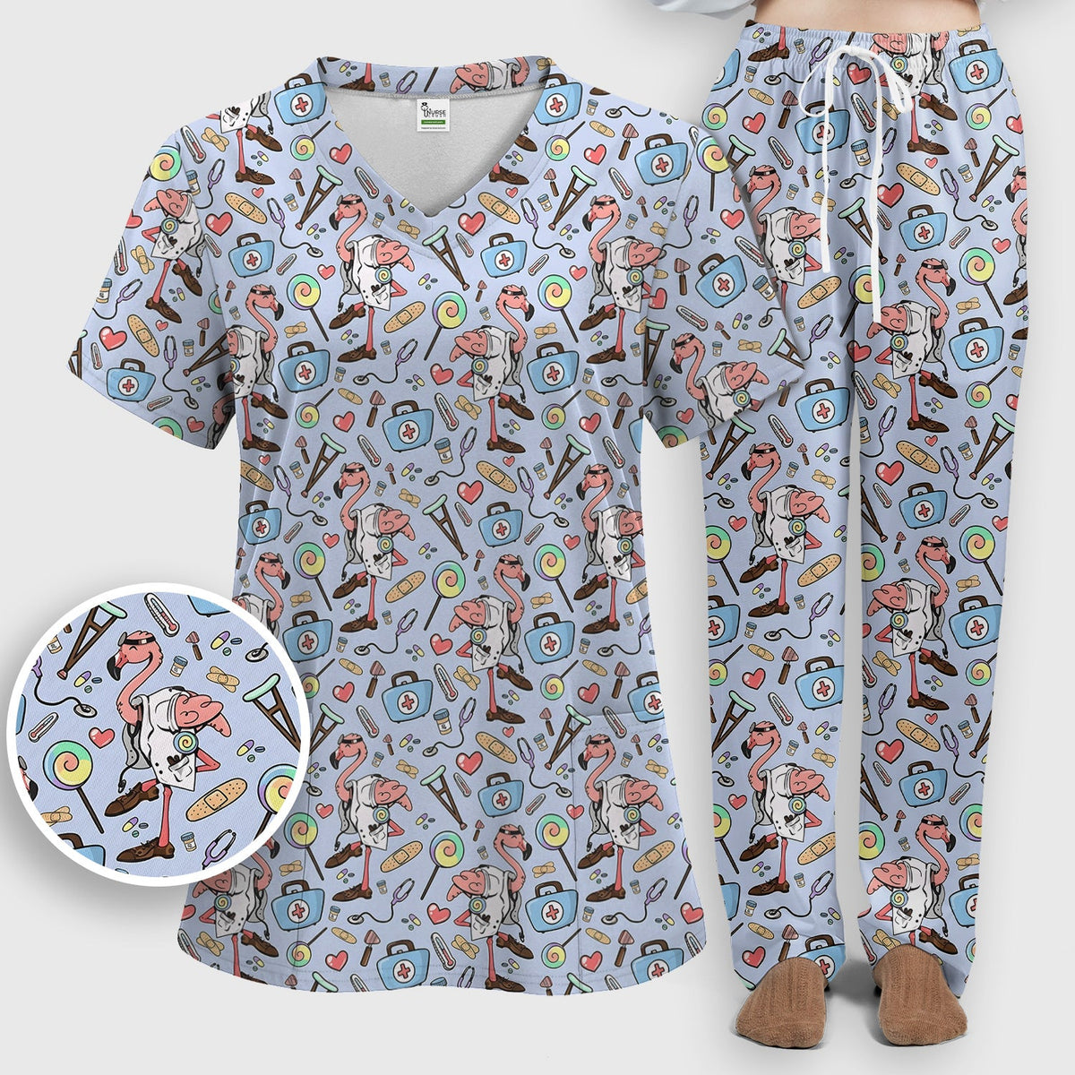 Flamingo Medical Nurse Scrub Set