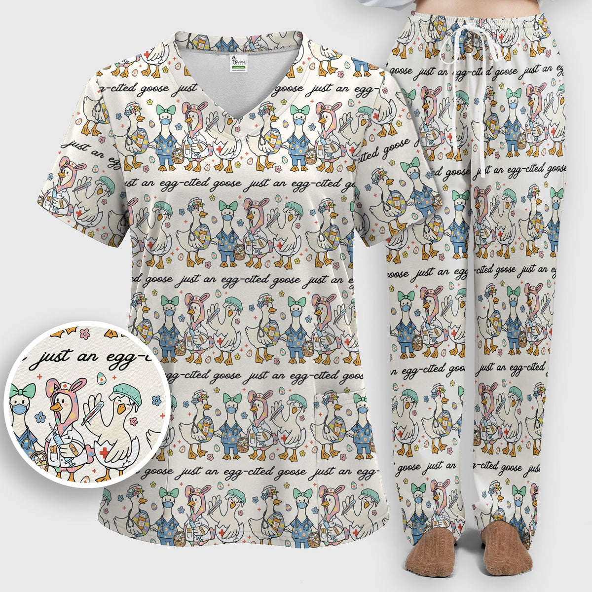Easter Goose Nurse Scrub Set