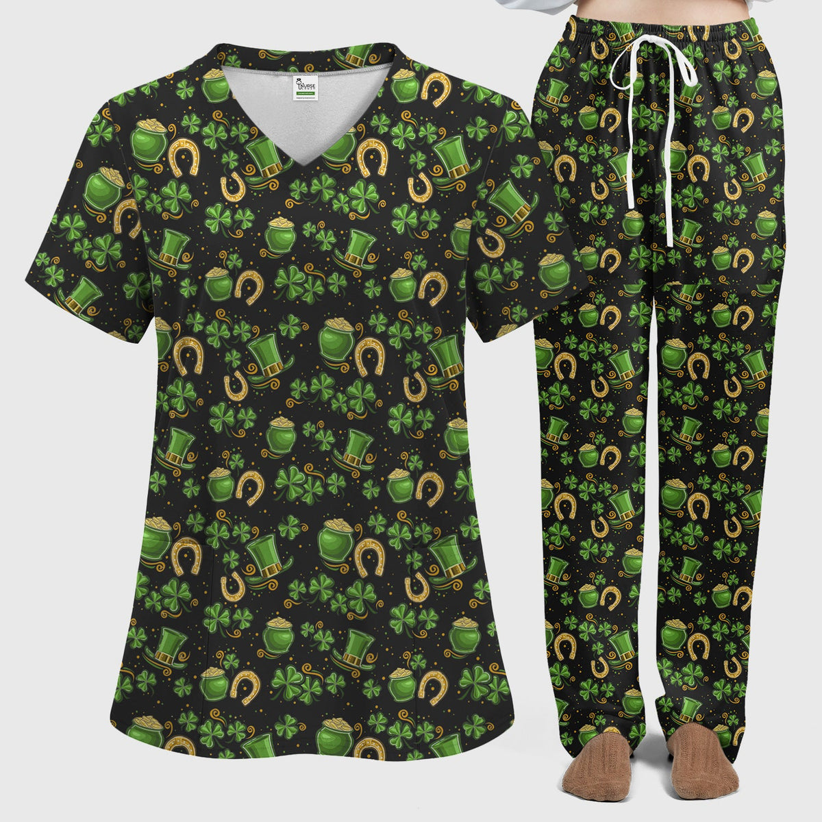 St Patrick Shamrock Nurse Scrub Set