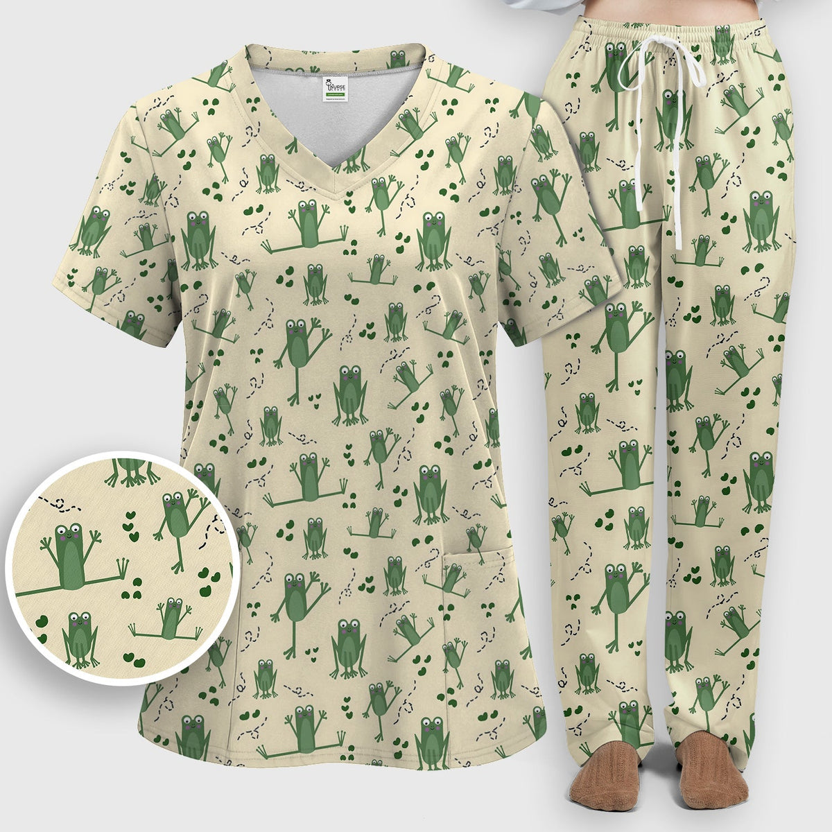 Frog And Bee Garden Scrub Cap