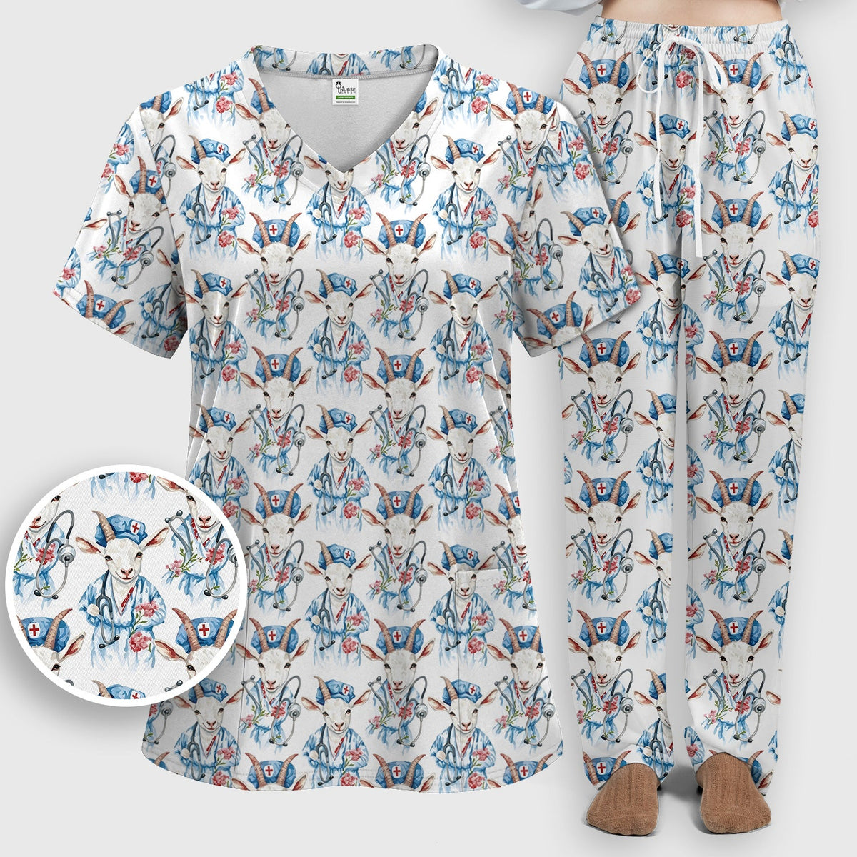 Goat Lover Nurse Scrub Set