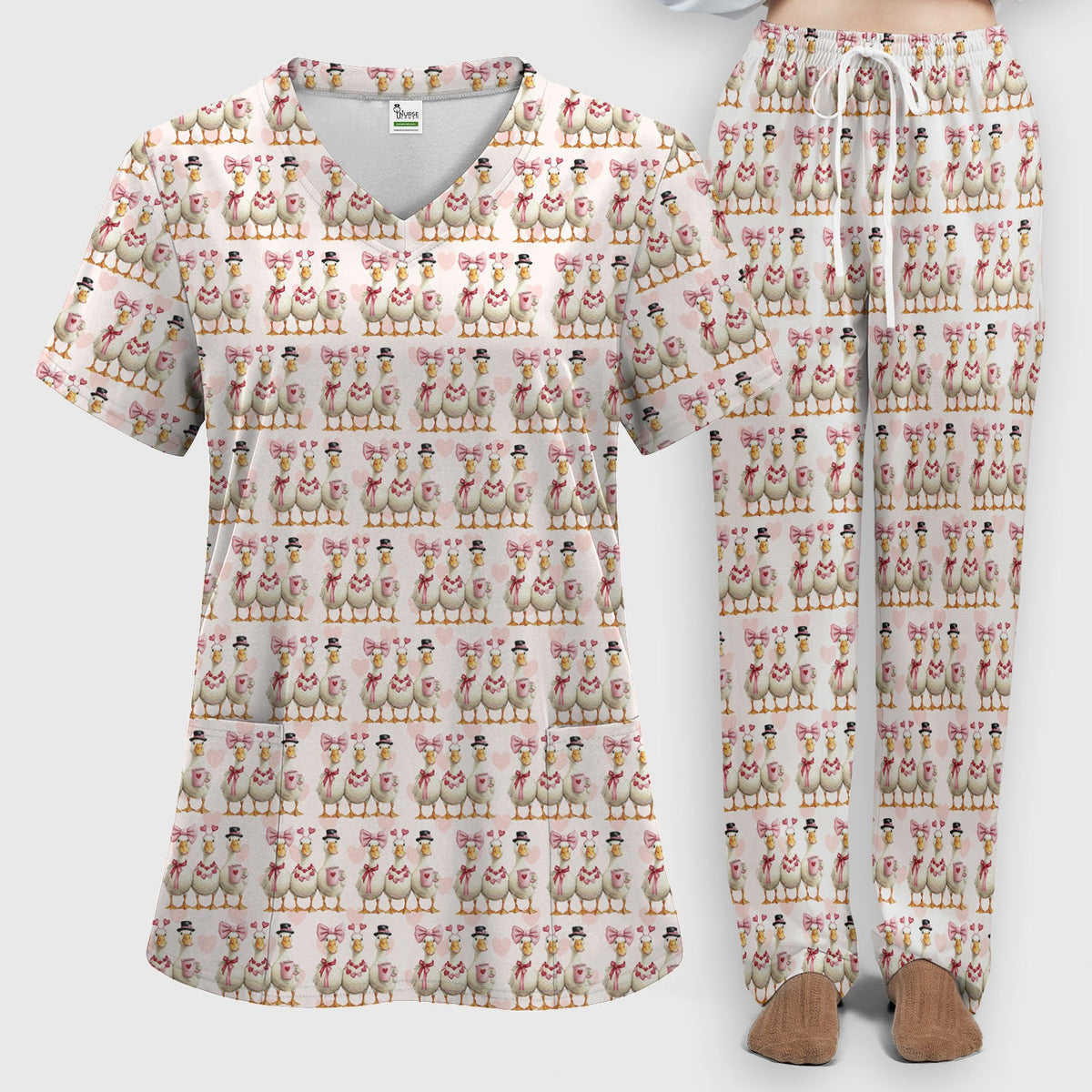 Goose Heart Nurse Scrub Set - Valentines Day Gift