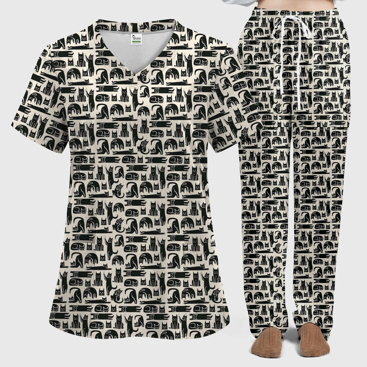 Funny Cat Poses Nurse Scrub Set