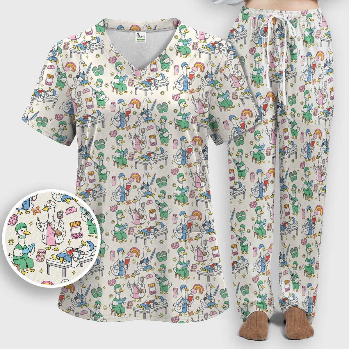 Duck Medical Doodle Nurse Scrub Set