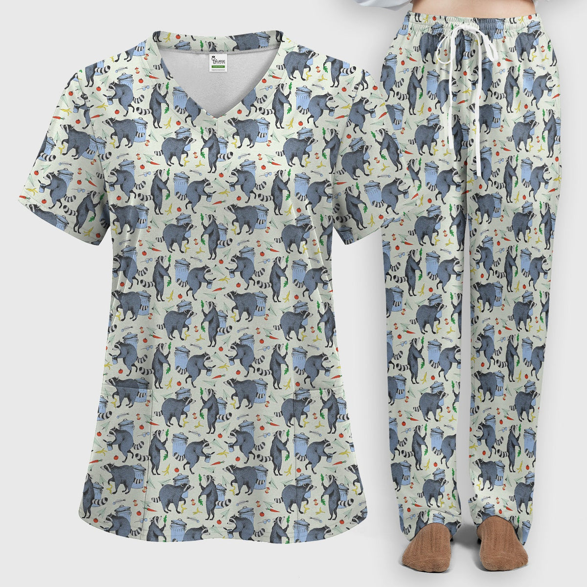 Raccoon Trash Nurse Scrub Set