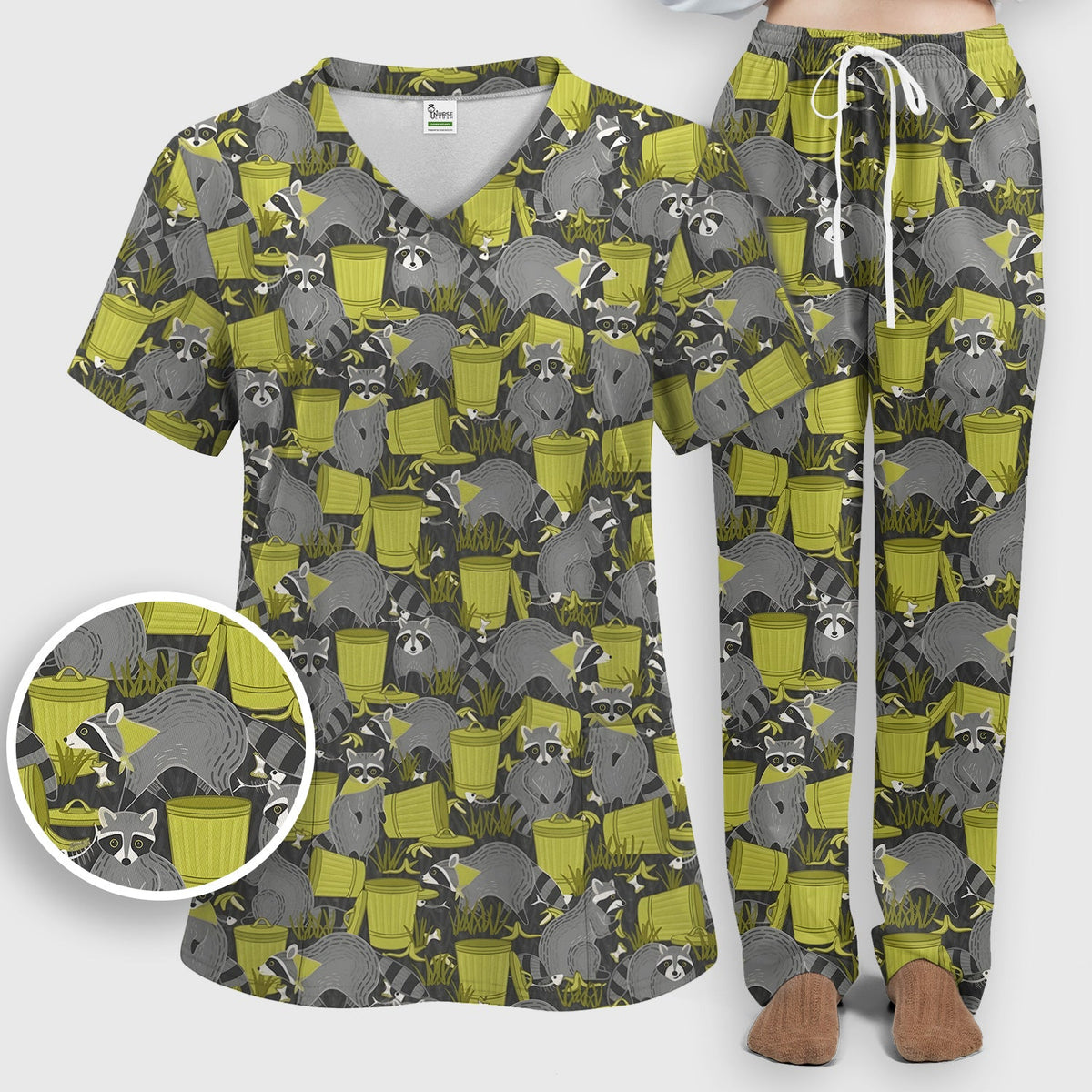 Raccoon Trash Panda Nurse Scrub Set