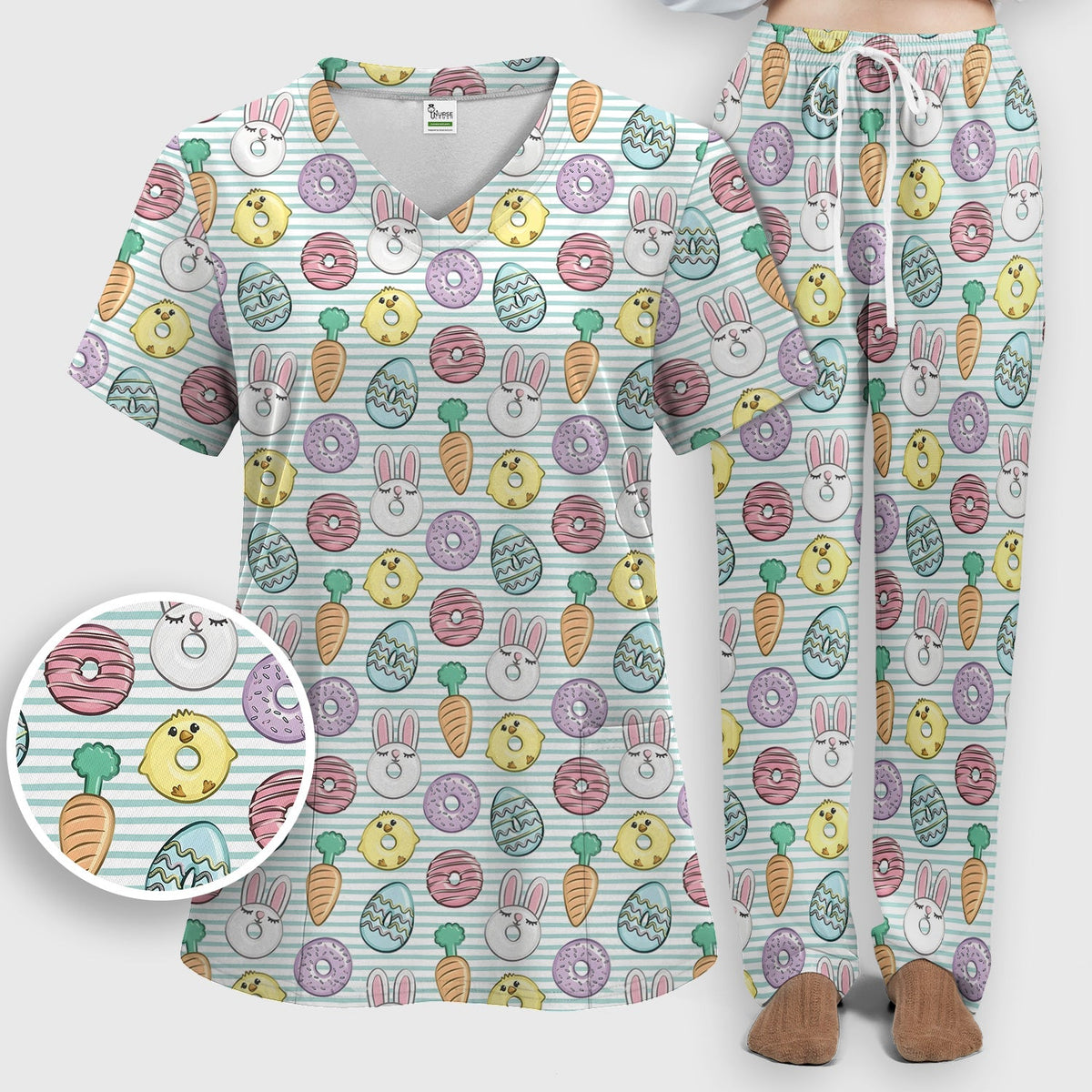 Chick Bunny Nurse Scrub Set - Easter Gift