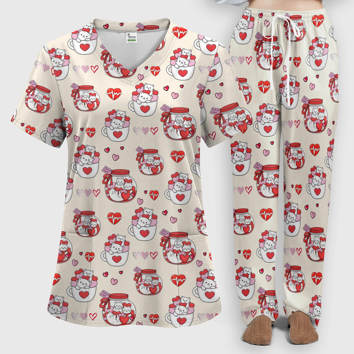 Cat Nurse Scrub Set - Valentines Day Gift