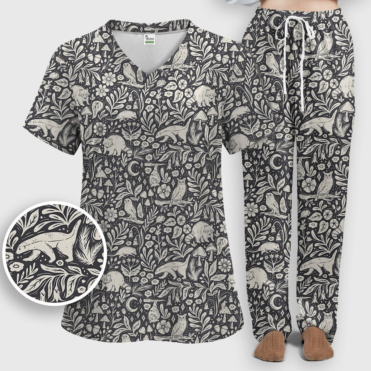 Woodland Animal Forest Nurse Scrub Set