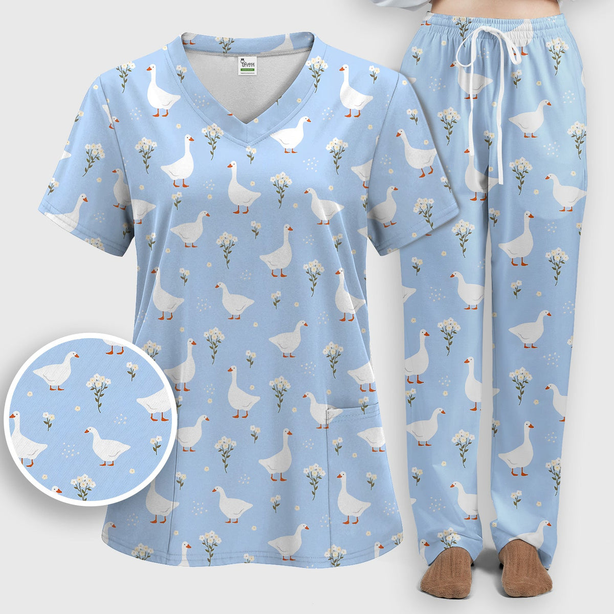 Blue Goose Floral Nurse Scrub Set