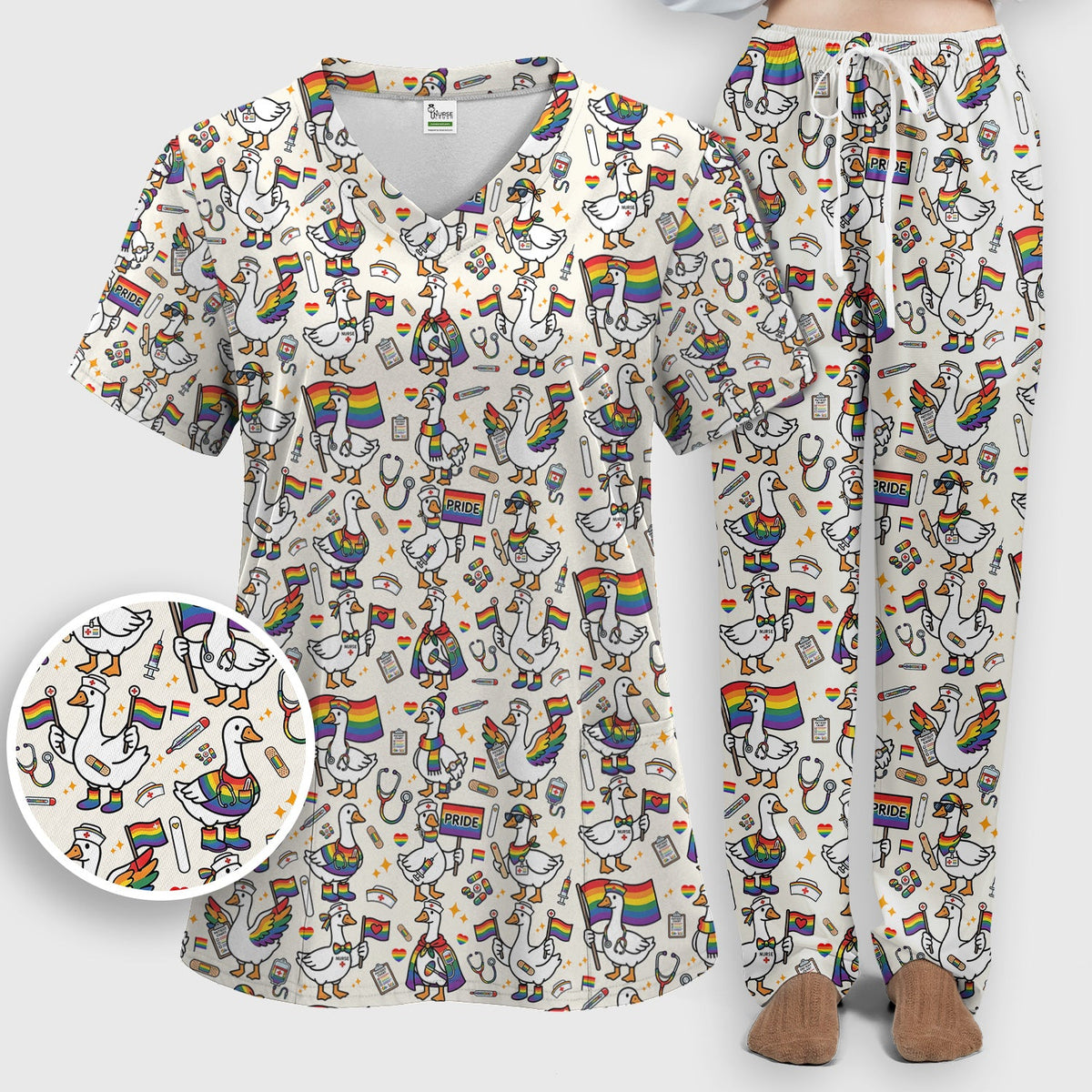 LGBT Pride Nurse Duck Scrub Set