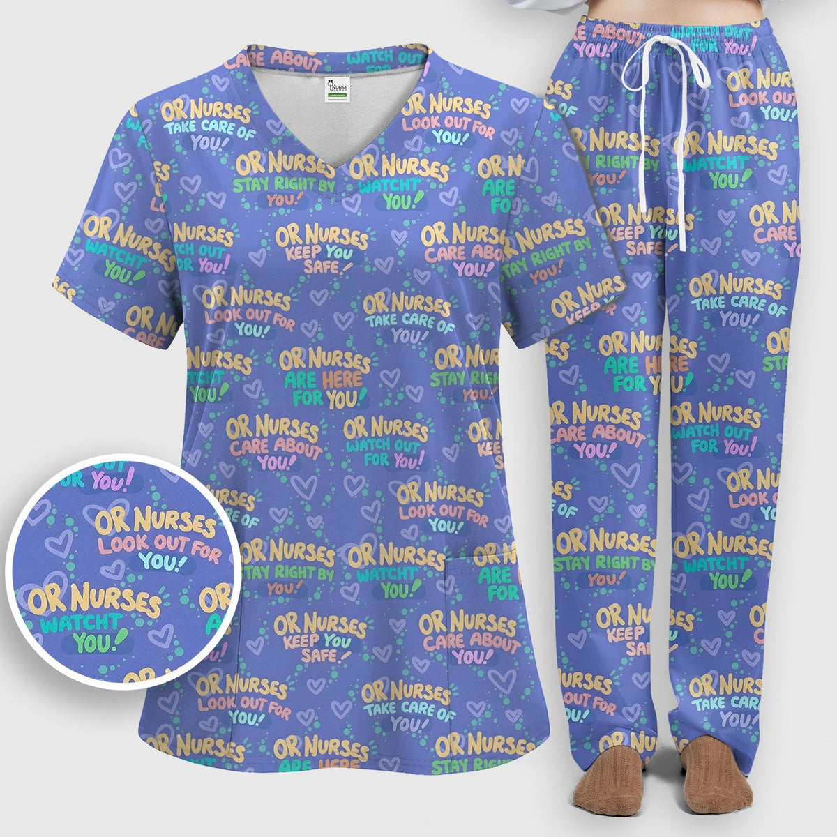 Nurse Quote Care Message Scrub Set