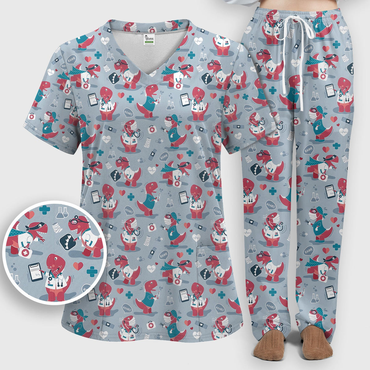 Dinosaur Doctor Nurse Scrub Set