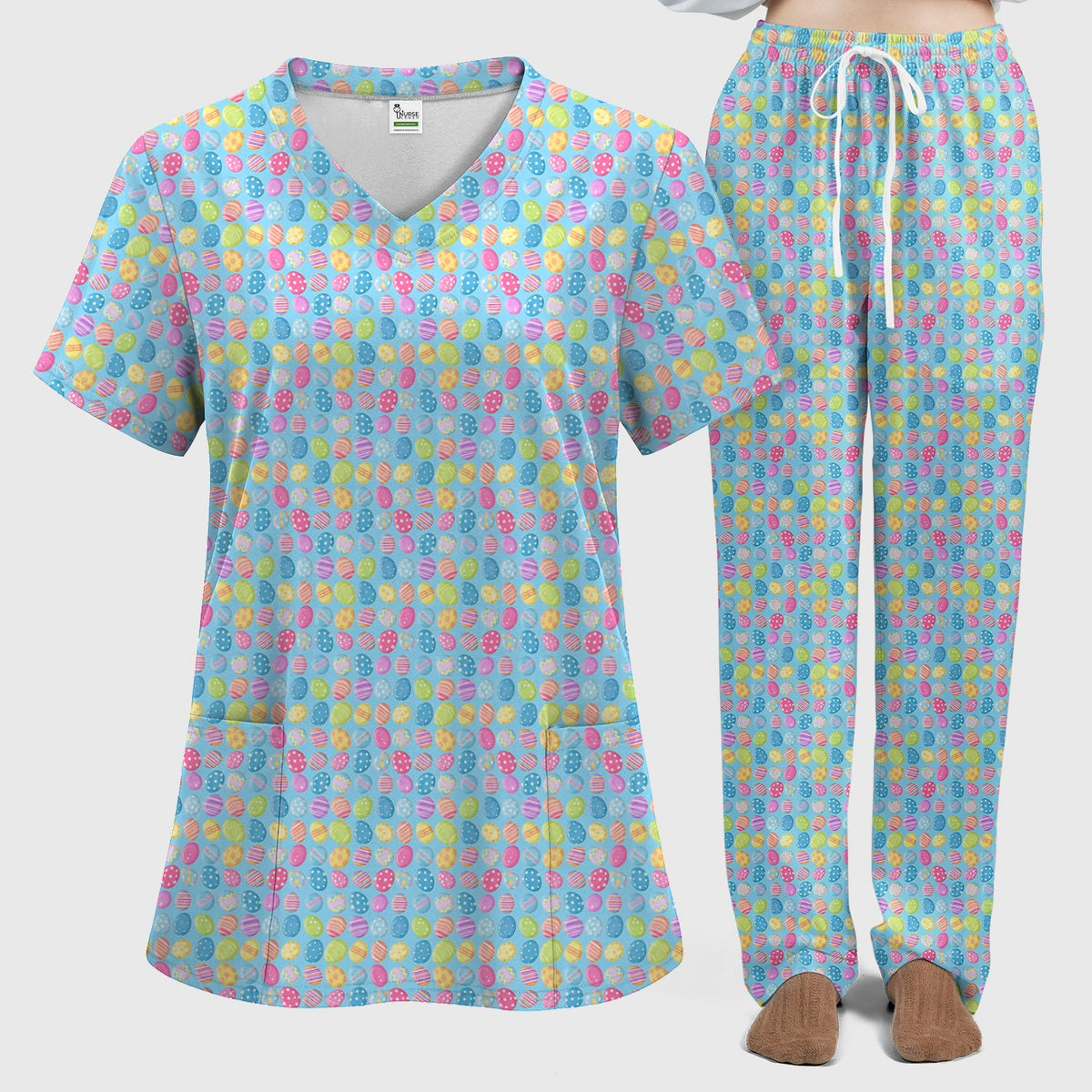 Colorful Easter Eggs Nurse Scrub Set