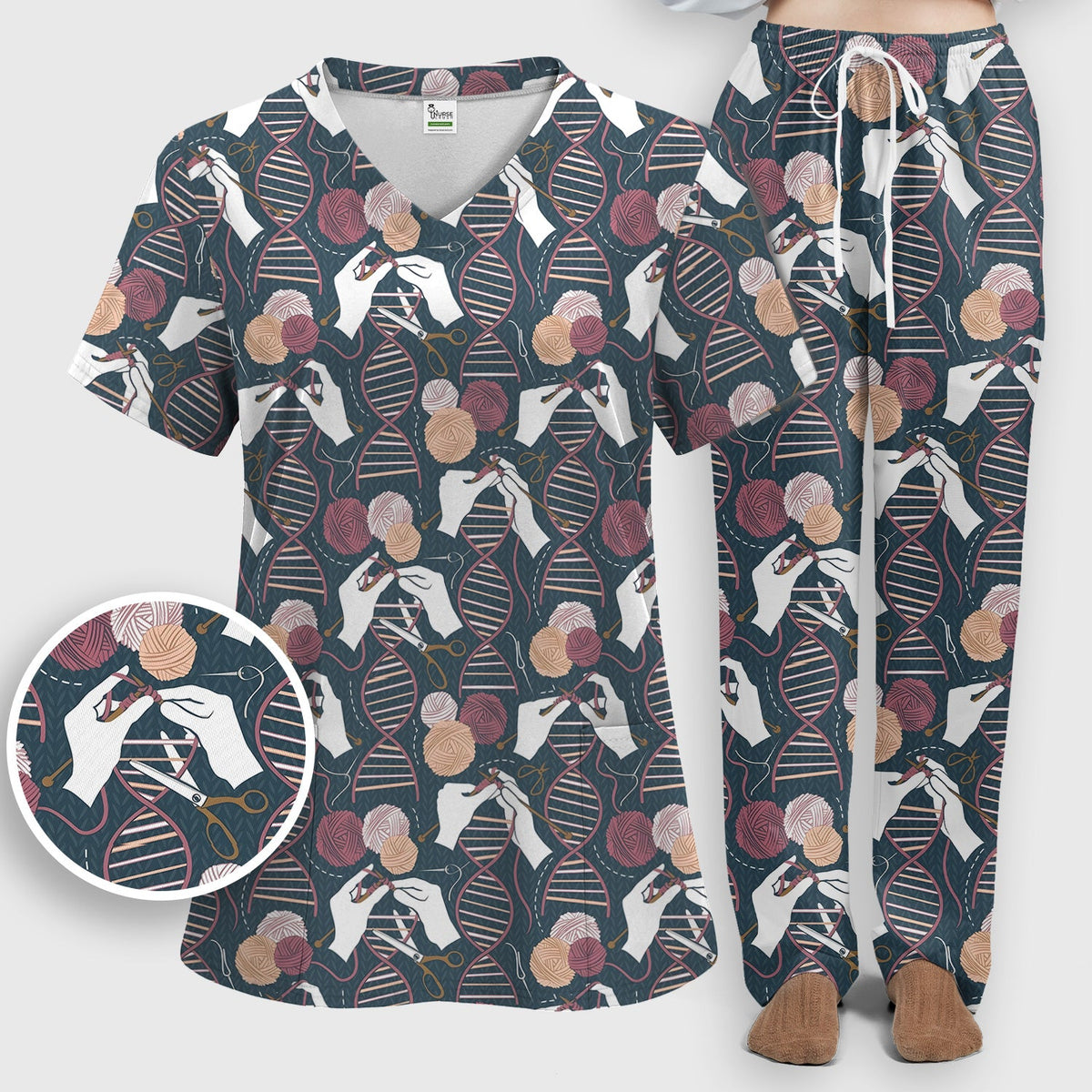 DNA Helix Yarn Nurse Scrub Set