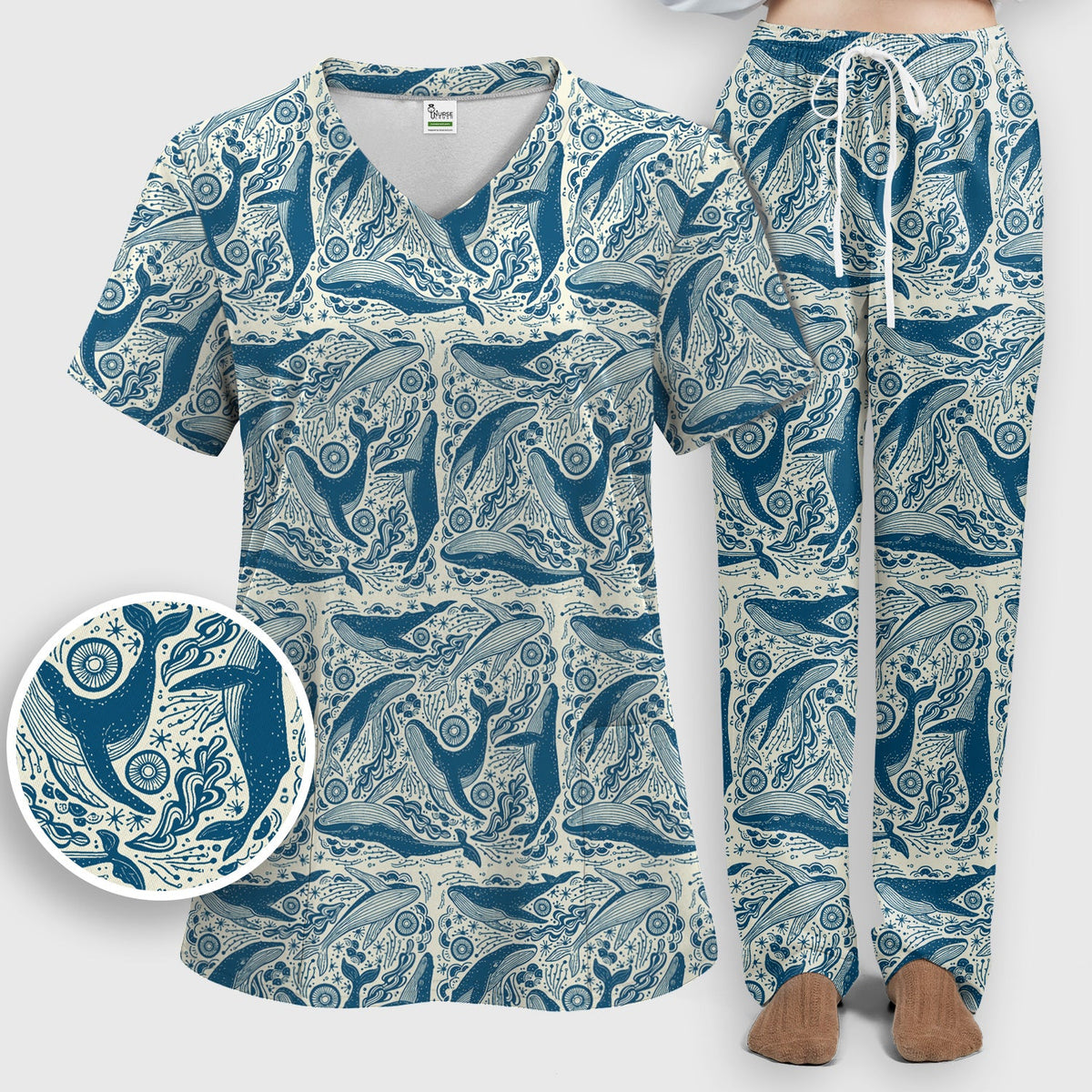 Blue Whale Ocean Nurse Scrub Set